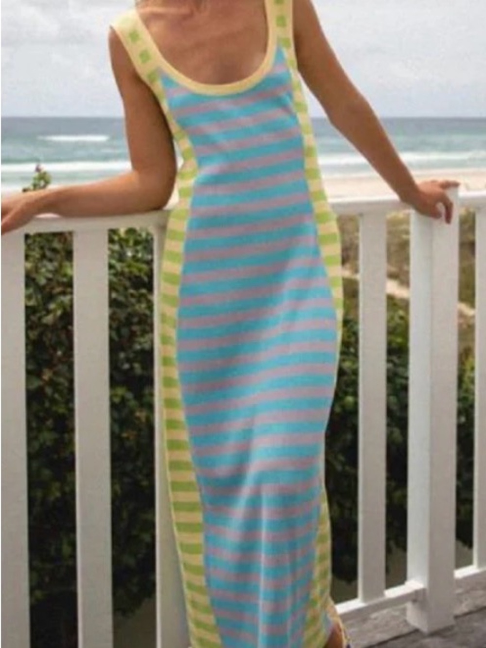 Knitted Maxi Dress with U Neck & Open Back, Small